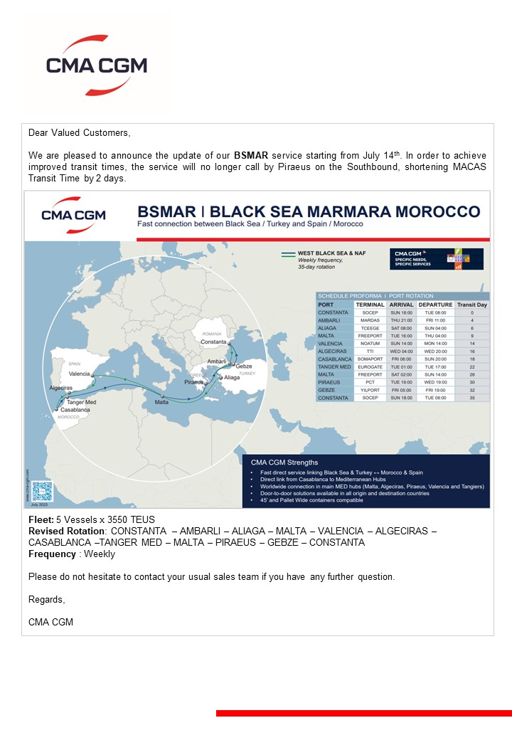 CMA CGM | BSMAR - Updated set up announcement