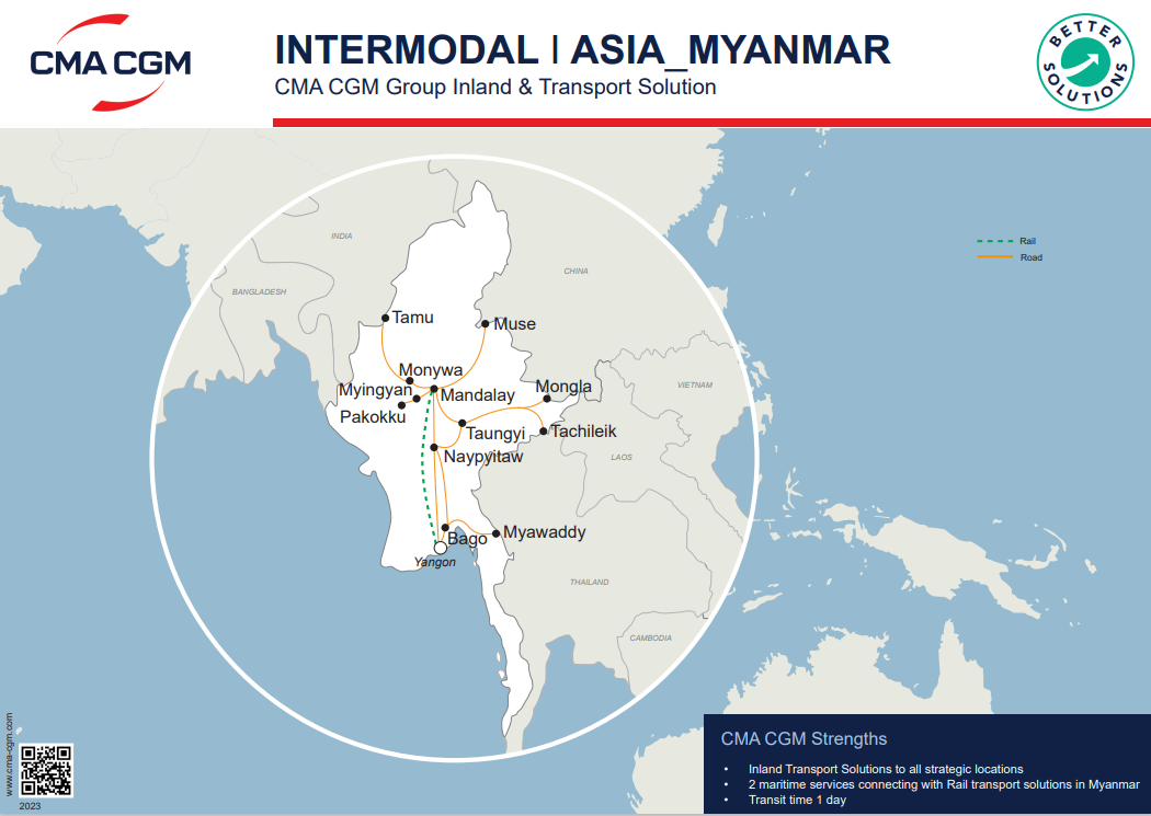 Myanmar intermodal map