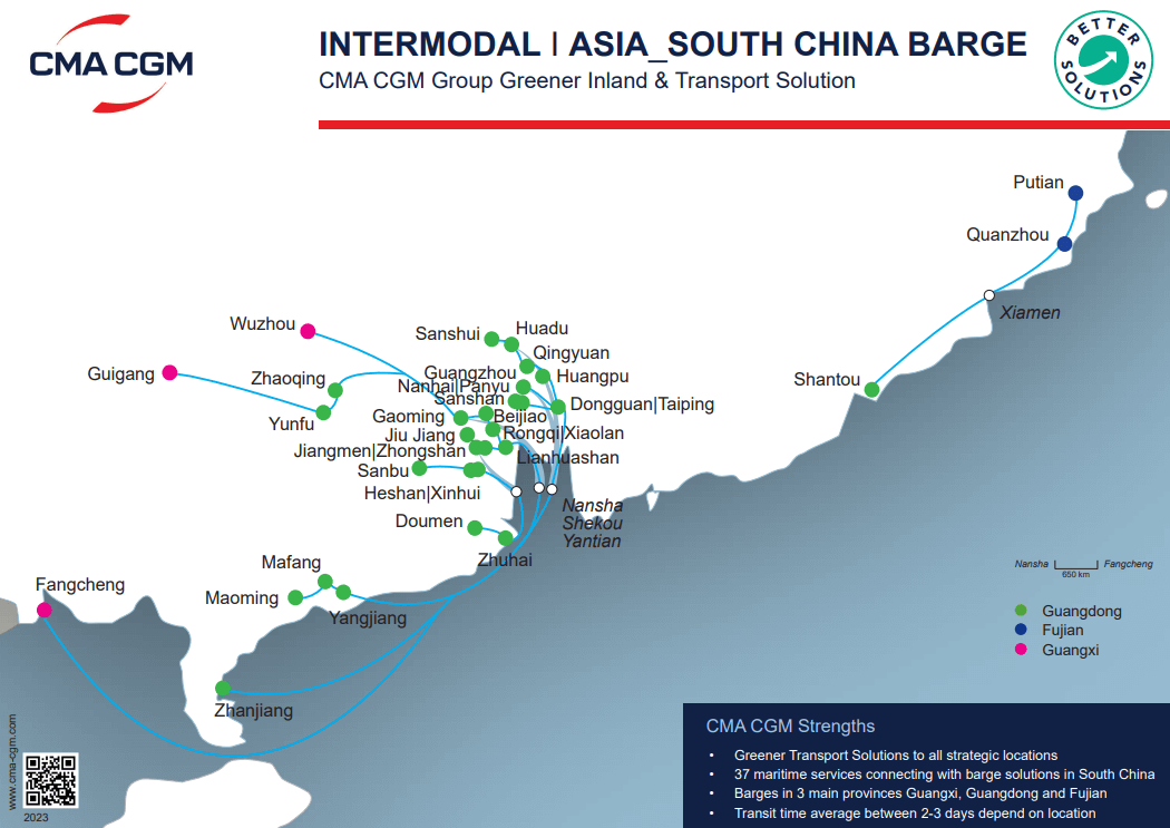 South China Barge map