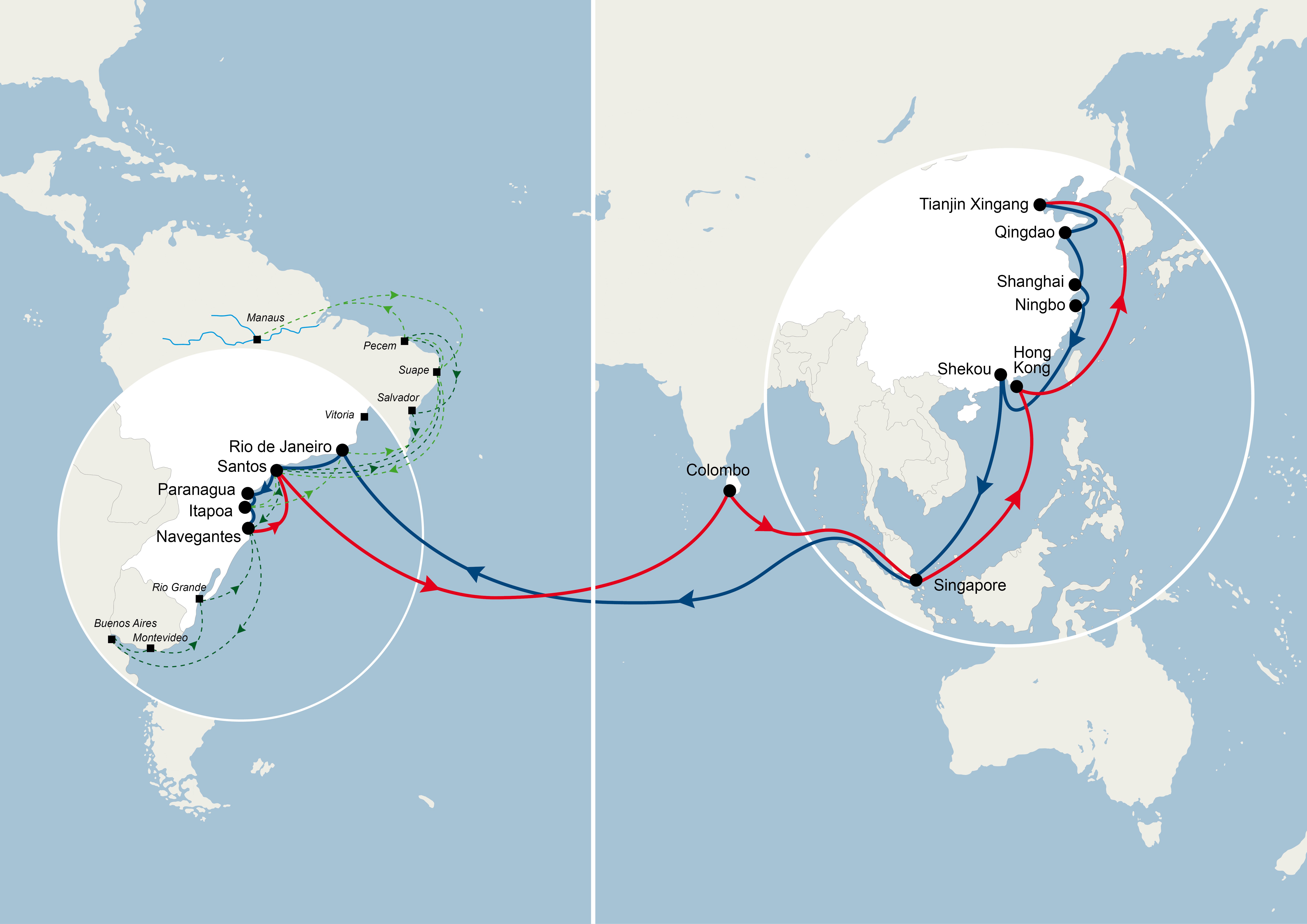 CMA CGM pretende fortalecer y reorganizar sus servicios SEAS1 y SEAS2 que unen Asia y la costa este de América del Sur.