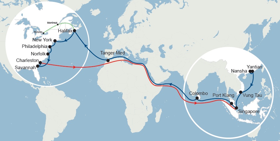 CMA CGM's NAMEX service map