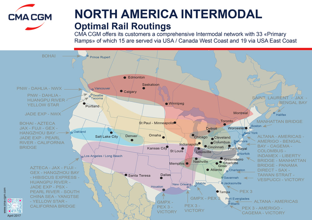 North America intermodal - Optimal rail routing